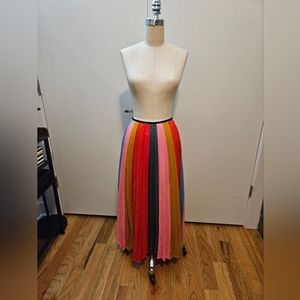 Multi Color Stripe Pleated Maxi Skirt